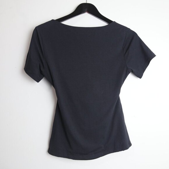 Oak + Fort Halter Neck Cutout Short Sleeve Tee Black Size Small - Picture 6 of 7
